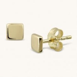 14K Yellow Gold Round circle Stud Earrings