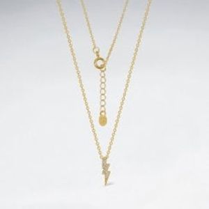 Sterling Silver CZ Lighting Bolt Pendant Necklace