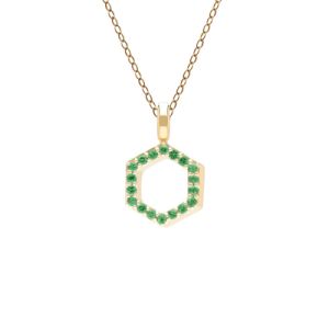 GEOMETRIC HEX EMERALD PENDANT NECKLACE