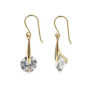 PX4108 Light weight real gold, stone set drop earrings