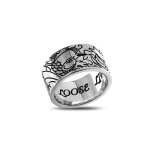 PX5236 Sterling Sliver ring with tattoo sleeve band design