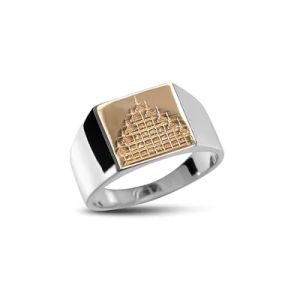 PX5141/M Sterling Silver signet ring with rose gold plated Thai Sak Yant inspired design.